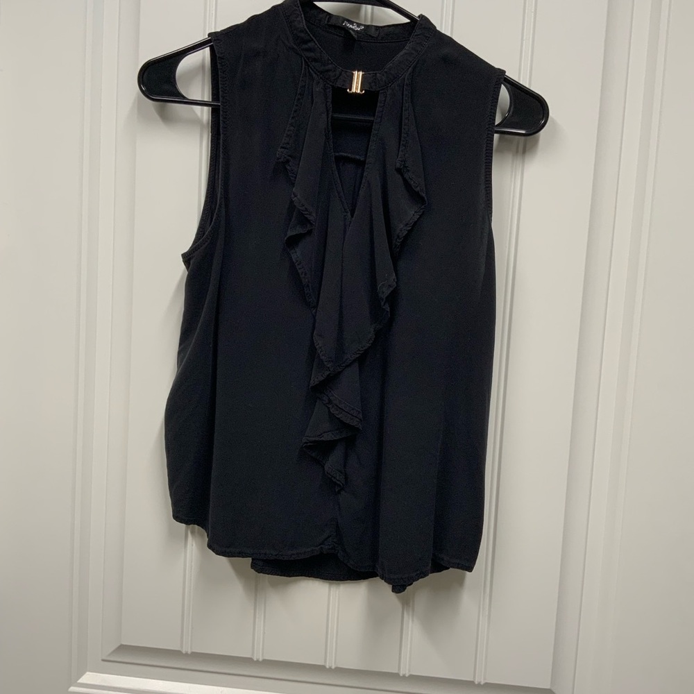 Papaya Black Sleeveless Ruffle Top